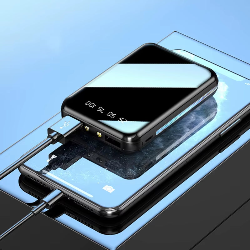 20000Mah Mini Power Bank Portable Charger Mirror Screen LED Digital Powerbank External Battery for Iphone Xiaomi Huawei Samsung