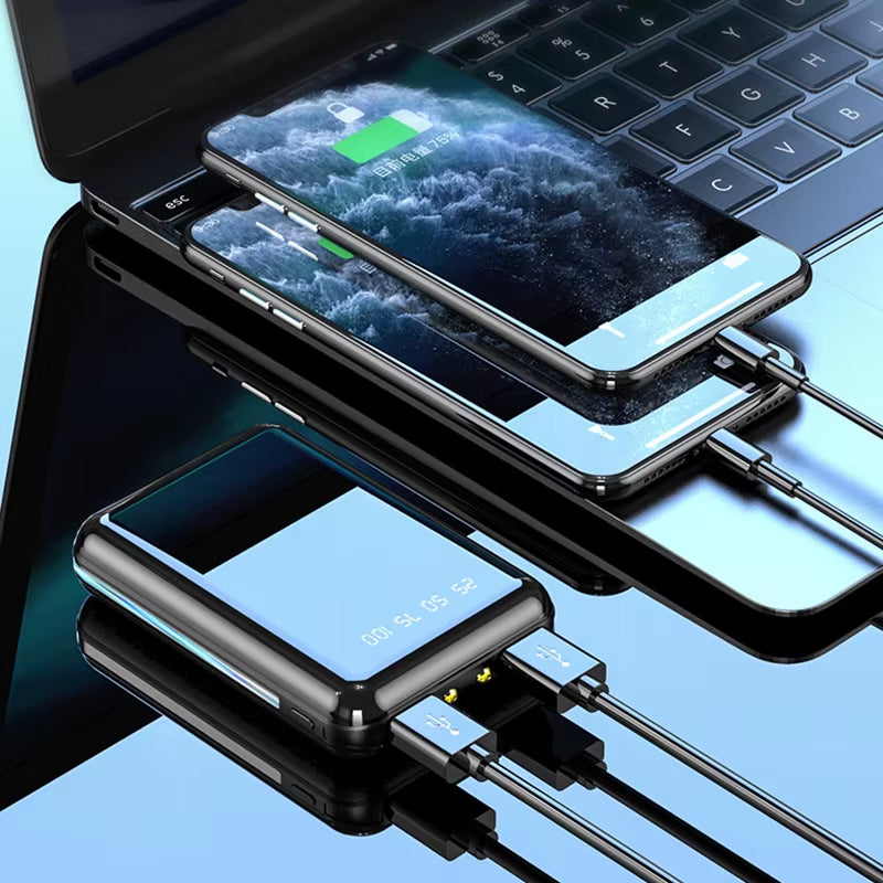 20000Mah Mini Power Bank Portable Charger Mirror Screen LED Digital Powerbank External Battery for Iphone Xiaomi Huawei Samsung