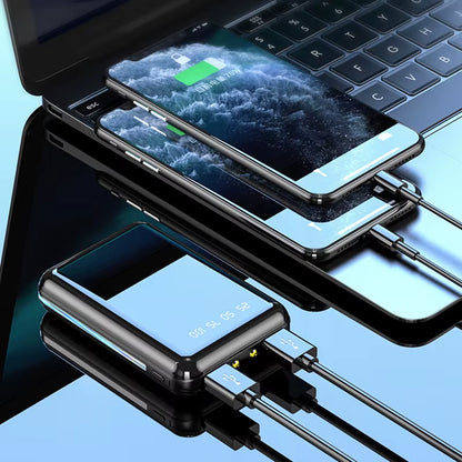 20000Mah Mini Power Bank Portable Charger Mirror Screen LED Digital Powerbank External Battery for Iphone Xiaomi Huawei Samsung